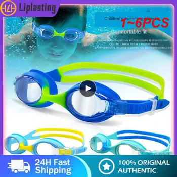 1-6 шт. Профессиональные Красочные Детские Силиконовые Плавательные очки с защитой от запотевания, УФ-излучения, Водонепроницаемые Силиконовые очки для плавания