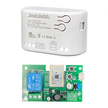 1 ШТ. Умный Wifi Модуль Переключения Двигателя Wifi + Bluetooth 1CH Реле Дистанционного Управления Ewelink Для Alexa Google Home Белый AC 85-250 В