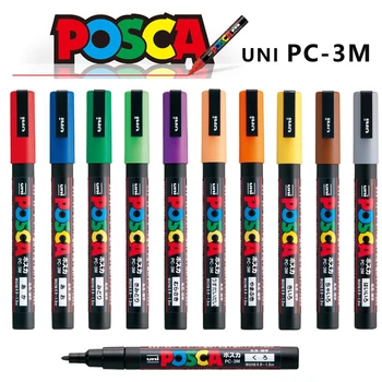 1шт Uni Poscas Colores Акриловый Маркер PC-3M 0,9 мм-1,3 мм ПОП-Плакат Рекламный Знак Граффити Ручка Краска ручки Товары для рукоделия