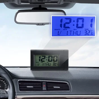 2 В 1 автомобильные цифровые часы, мини-термометр, автоматические часы, автомобильный месяц, дата, электронные часы с подсветкой, украшение