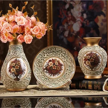 3 шт./компл. Керамическая ваза 3D Стереоскопическая композиция из сухоцветов, качающаяся тарелка, украшения для входа в гостиную, украшения для дома