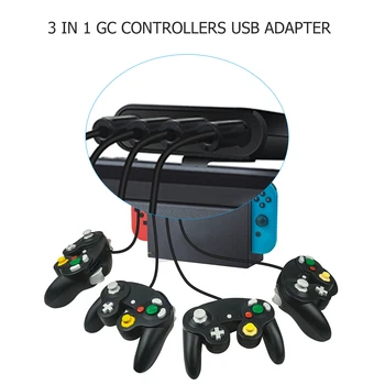 4-портовый адаптер-конвертер контроллера 3 в 1, совместимый с Nintend Switch Wii U