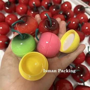 50шт многоразового использования многоцветный милый креативный детский вишневый фруктовый дизайн в форме цветка контейнер для бальзама для губ банка крема для детей 10 г