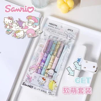 6шт Подлинная мультяшная ручка Sanrio Hello Kitty с низким центром тяжести, шариковая ручка с двойной шариковой головкой St.