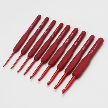 9 шт. / компл. Крючки 2-10 мм для вязания крючком с матовой силиконовой ручкой из алюминия Ручной работы, крючок 