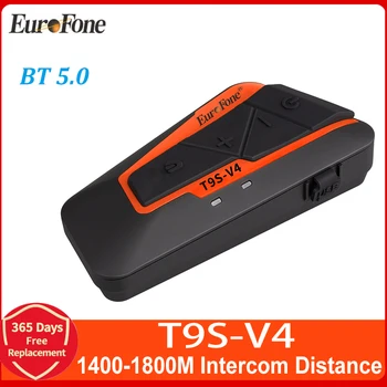 EuroFone T9S-V4 Мотоциклетный Шлем Гарнитура Bluetooth Домофон Портативная Рация Поддерживает Рацию Для 4 Человек 1800 Метров IP65 Водонепроницаемый