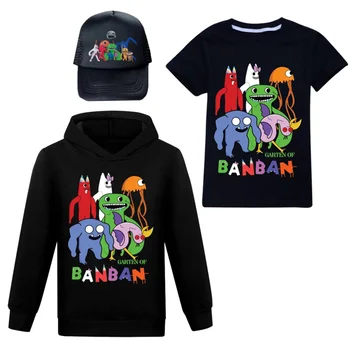 Garden of Banban, детские футболки с 3D-принтами, Garten of Banban, детская толстовка с капюшоном, осенняя толстовка для маленьких мальчиков и девочек с капюшоном и солнцезащитной шляпой