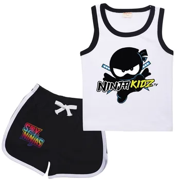 NINJA KIDZ/ детская одежда для маленьких девочек, комплект повседневной одежды с героями мультфильмов для мальчиков, летние спортивные костюмы с короткими рукавами для малышей, спортивный костюм