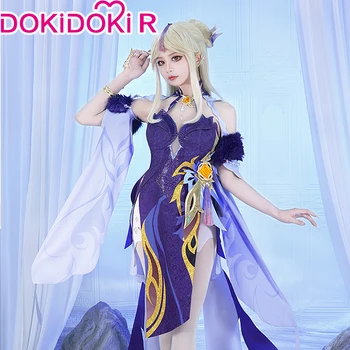 Ningguang Косплей Игра Genshin Impact Косплей DokiDoki-R Orchid's Вечернее Платье Cheongsam Dress Сексуальный Косплей