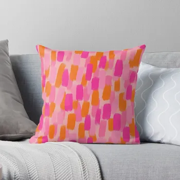 Абстрактная подушка с эффектом кисти, розовые с оранжевым, декоративные подушки, чехол для диванных подушек