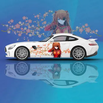 Автомобильные наклейки Honkai anime Shikiha Asuka Langre с измененной виниловой графикой на стороне гоночных аксессуаров, оберточные наклейки для автомобилей, наклейки