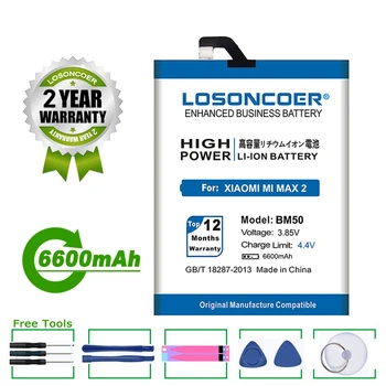Аккумулятор LOSONCOER 6600mAh BM50 Для Мобильного Телефона Xiaomi Max 2 Mi Max2 II
