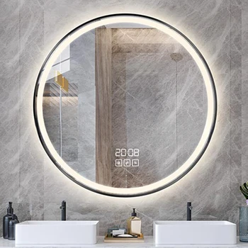 Белое круглое зеркало для ванной Комнаты со светодиодной подсветкой, Bluetooth, Чистка Без запотевания, Зеркало для ванной комнаты, туалетный столик, Индивидуальная сантехника Espejo