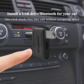 Беспроводной приемник-передатчик Bluetooth 5.3 2в1 Автомобильный MP3-плеер Aux 3,5 мм Приемник-передатчик музыкального MP3-плеера с поддержкой U-диска