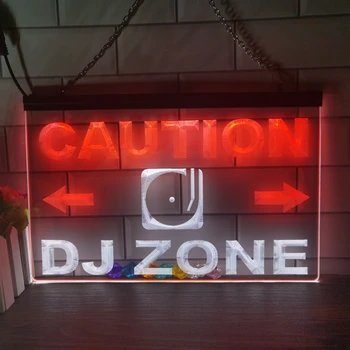 Внимание Светодиодная неоновая вывеска DJ Zone Домашний Декор Новогодняя Стена Свадебная спальня 2-цветной дисплей