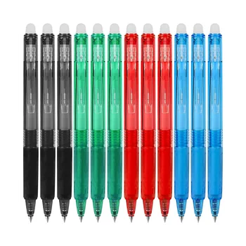 Выдвижные Стираемые Гелевые ручки, Острие 0,7 мм, Устраняют Ошибки, Удобный захват, для рисования и письма, 12 упаковок