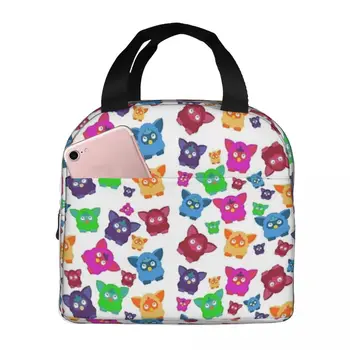 Дизайнерский узор Furby 2000-х годов, утепленные сумки для ланча, портативные сумки для пикника, термосумки для ланча для женщин, работы, детей, школы