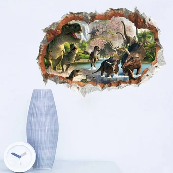 Динозавр животное наклейки на стену DIY спальня украшение дома украшение гостиной подарок мальчику мультфильм настенные наклейки детская комната