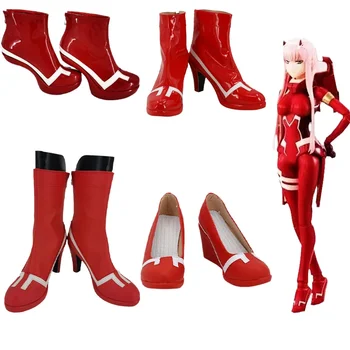 Игровые ботинки для косплея в стиле аниме Darling In The Franxx Zero Two Код 002 Красные Туфли на высоком каблуке Аксессуары для костюмов на Хэллоуин для взрослых