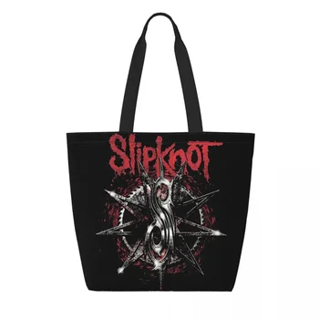 Изготовленная На Заказ Хэви-Метал Рок-Группа Slipknots Холщовая Сумка Для Покупок Женская Портативная Большая Емкость Бакалейные Товары Shopper Tote Bag