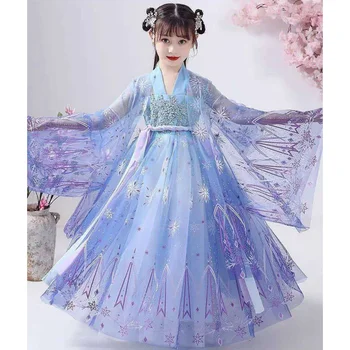 Китайская куртка для девочек, костюм для народных танцев, китайский костюм для детей, феи династии Тан, новогодняя одежда для девочек