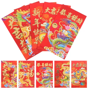 Китайские Длинные Красные конверты Новый Год Дракона Хунбао Подарок на удачу Красный пакет Благословение Весеннего фестиваля