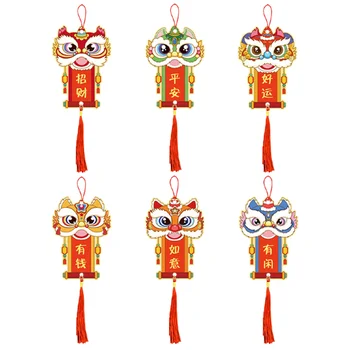 Китайский Новогодний кулон, Бонсай, Подвесное украшение в виде головы Льва, Весенний фестиваль, Благоприятный кулон