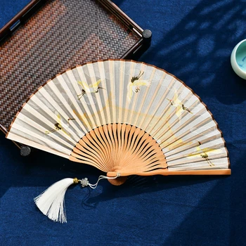 Китайский стиль однотонный классический складной веер Hanfu в древнем стиле для подиумных танцев фото женский веер cheongsam Японский подарок