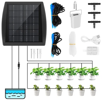 Комплект для солнечного орошения Солнечные автоматические устройства для полива растений с временными режимами IP67 Водонепроницаемый Комплект для капельного орошения на солнечных батареях