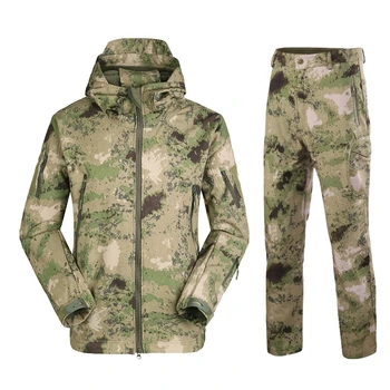 Комплект тактической куртки Softshell TAD, мужская флисовая куртка, армейская водонепроницаемая камуфляжная одежда, костюм из кожи Акулы, военные куртки, брюки, комплект