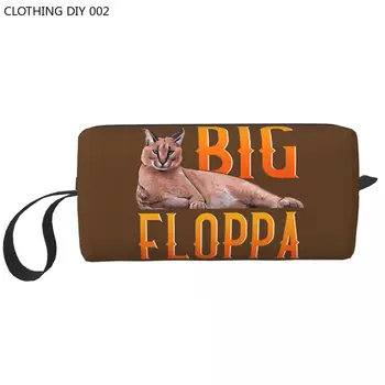 Косметичка Big Floppa Gangsta Cat Женская Большой емкости, Забавный Каракалевый Кот, Косметички для хранения косметики, Сумки для туалетных принадлежностей Dopp Kit Box Case