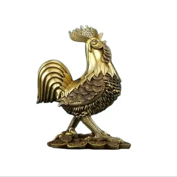 Латунный благоприятный золотой петух украшения для гостиной крыльца изделия ручной работы с животными
