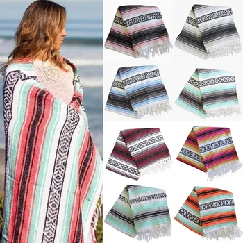 Мексиканское пляжное одеяло, Уличное украшение, Диван, Полосатое одеяло, покрывало, коврик для пикника, кемпинг, коврик для пикника, Богемный Гобеленовый коврик
