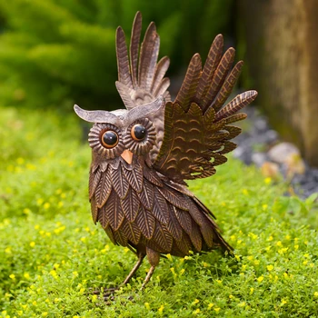 Металлическая скульптура птицы Goodeco Owl, реалистичный декор совы ручной работы для сада, двора, идеальные художественные подарки для женщин/мам/любителей птиц