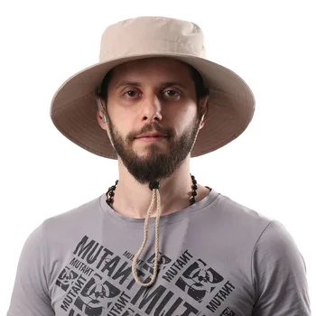 Мужские летние однотонные хлопчатобумажные рыбацкие шляпы с защитой от ультрафиолета, широкополые шляпы-ведерки, походная шляпа для рыбалки, солнцезащитная кепка