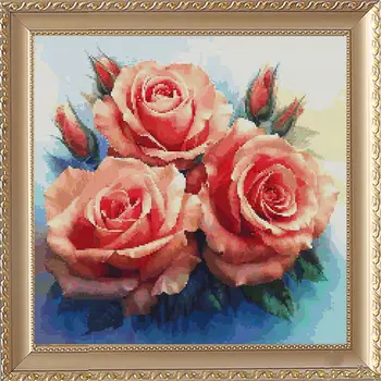 Набор для вышивания крестиком Huacan Роза Для Рукоделия Цветок Ручной работы Хлопчатобумажные Нити Украшение дома 11 карат 14 карат