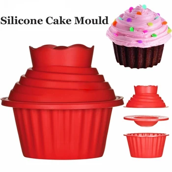 Набор силиконовых гигантских форм для кексов с антипригарным покрытием, силиконовая форма для торта с большой крышкой, идея для легкого украшения, инструменты для выпечки тортов