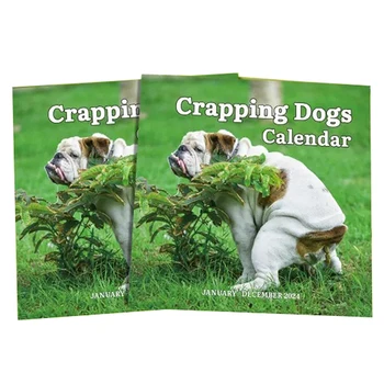 Настенный календарь на 2024 год, Календарь 12-месячных какающих собак, Забавный календарь для собак, подарки с кляпом, идеальный рождественский подарок в виде белого слона