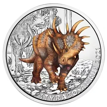 Немагнитная Австрийская монета с динозавром-драконом 2021 года, Посеребренная Памятная монета 