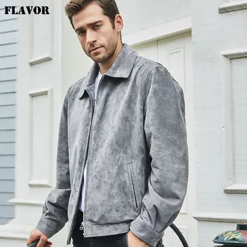 Новая мужская куртка-бомбер из натуральной кожи FLAVOR из свиной кожи