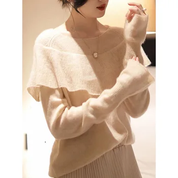 Новая стильная мягкая трикотажная рубашка с подкладкой для женщин Bie Zhi Jue, красивый топ, мягкий клеевой свитер