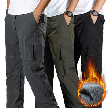 Новые брюки-карго, мужская плюшевая Теплая Прямая одежда оверсайз, Однотонно-серая Универсальная рабочая одежда, Черные Джоггеры, Хлопковые Повседневные брюки
