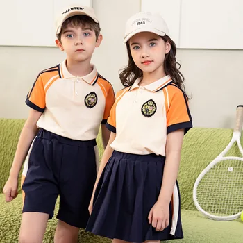 Новый стиль формы для детского сада, летняя спортивная одежда, детская классная форма с короткими рукавами, униформа учителей.