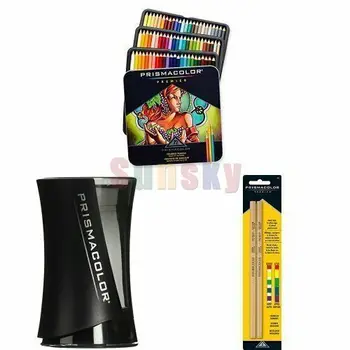 Одна коробка Цветных Карандашей Prismacolor Premier с мягкой сердцевиной 72 шт. в упаковке с Точилкой для карандашей по 1 шт. и бленд-карандашами по 2 шт. PC1077