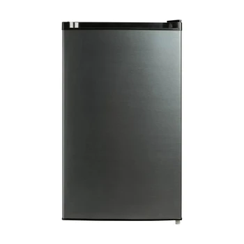 Однодверный мини-холодильник без морозильной камеры, черный, из нержавеющей стали.-