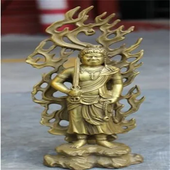 Оптовая фабрика 8 дюймов; ; Китайская буддийская статуя Будды Фудо-Мио-О из чистой латуни Ачаланатха