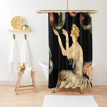Очаровательная Причудливая иллюстрация женской моды в стиле французского ар-деко, Занавеска для душа, Занавеска для ванной