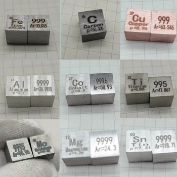 Периодическая таблица химических элементов Коллекция Металлический куб Медь Титан Алюминий Цинк Железо Серебро Олово 10 мм куб.