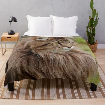 Плед с изображением кошки мейн-кун, декоративные одеяла, теплые пледы