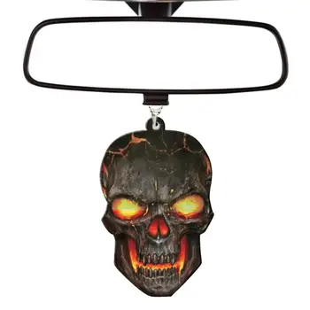Подвесные аксессуары с черепом на Хэллоуин, автомобильная подвеска, голова скелета для зеркала заднего вида, акриловая подвеска для зеркала заднего вида, для